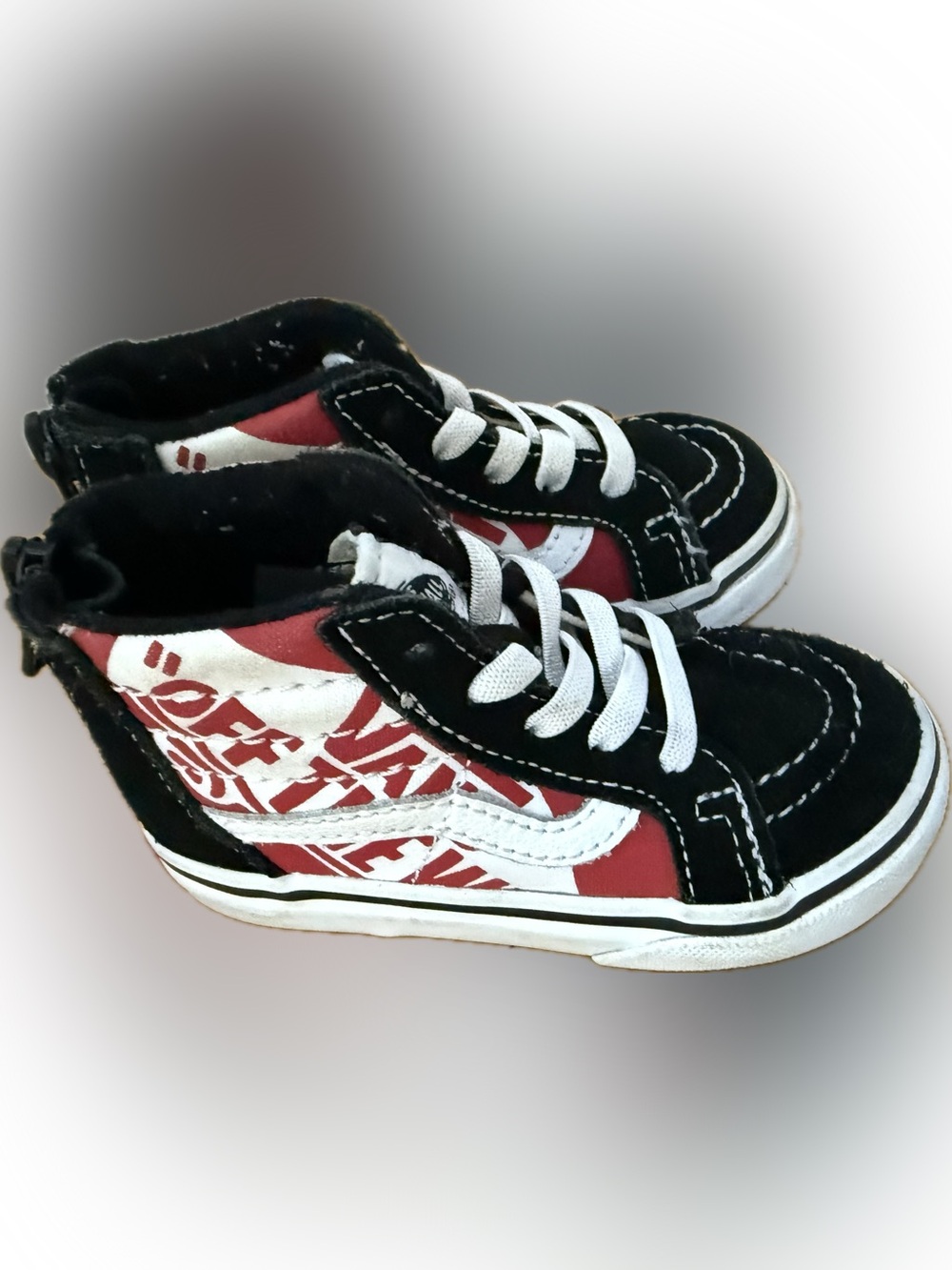 Vans Kids Black, Red & White High-Top Skate Sneakers
